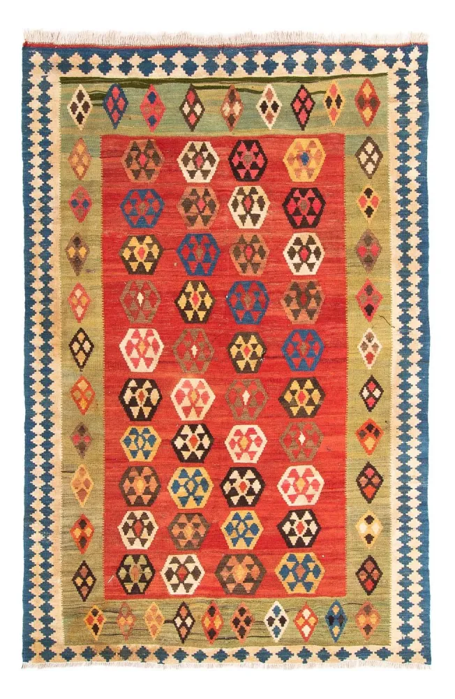 Kelimteppe - Gammelt - 230 x 150 cm - flerfarget