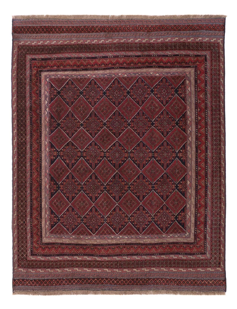 Kelimteppe - Orientalsk - 186 x 144 cm - mørk rød