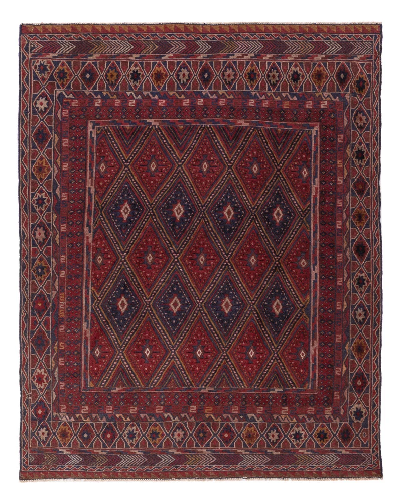 Kelimteppe - Orientalsk - 187 x 145 cm - mørk rød