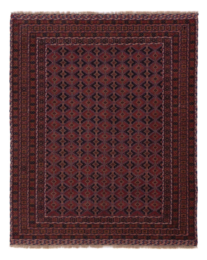 Kelimteppe - Orientalsk - 193 x 155 cm - mørk rød