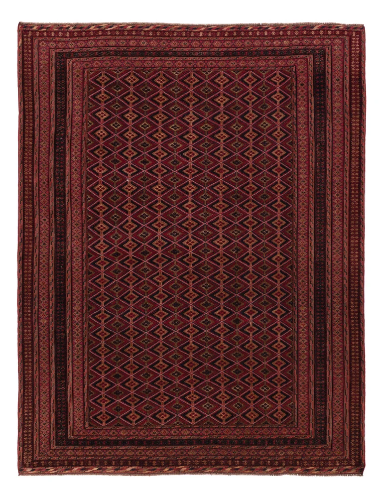 Kelimteppe - Orientalsk - 196 x 156 cm - mørk rød
