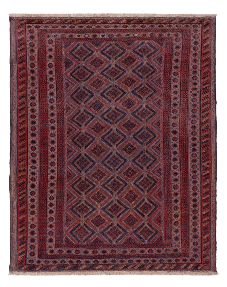 Kelimteppe - Orientalsk - 196 x 158 cm - mørk rød