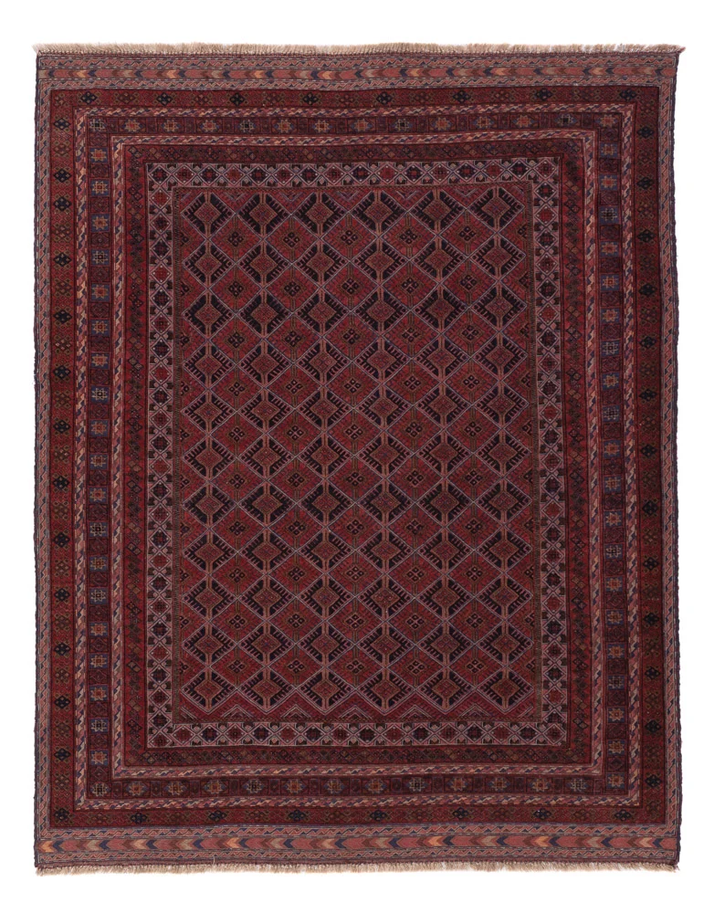 Kelimteppe - Orientalsk - 196 x 159 cm - mørk rød