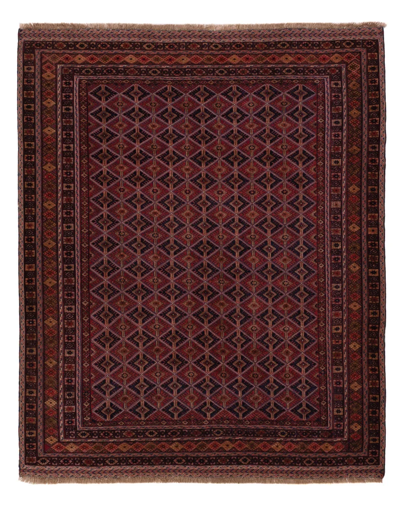 Kelimteppe - Orientalsk - 196 x 159 cm - mørk rød