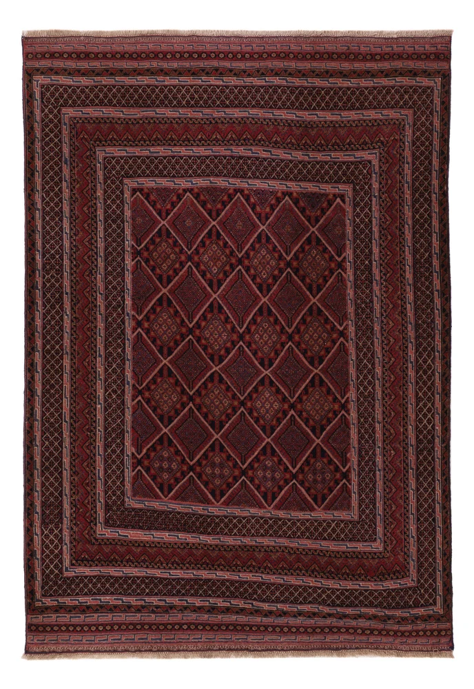 Kelimteppe - Orientalsk - 198 x 139 cm - mørk rød