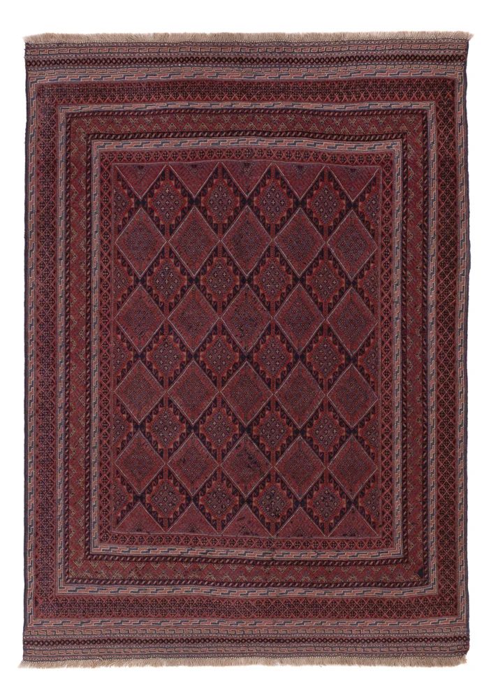 Kelimteppe - Orientalsk - 200 x 139 cm - mørk rød