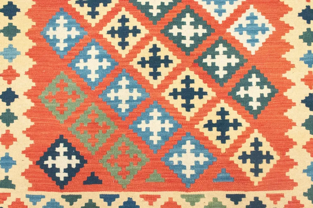 Kelimteppe - Orientalsk - 200 x 155 cm - oransje