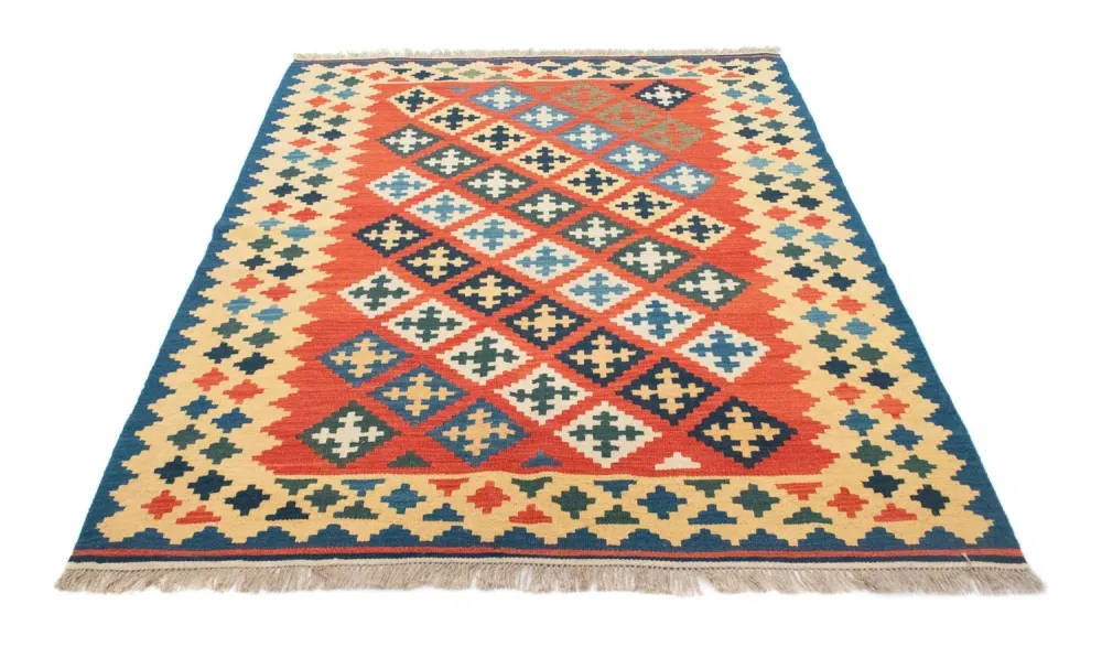 Kelimteppe - Orientalsk - 200 x 155 cm - oransje