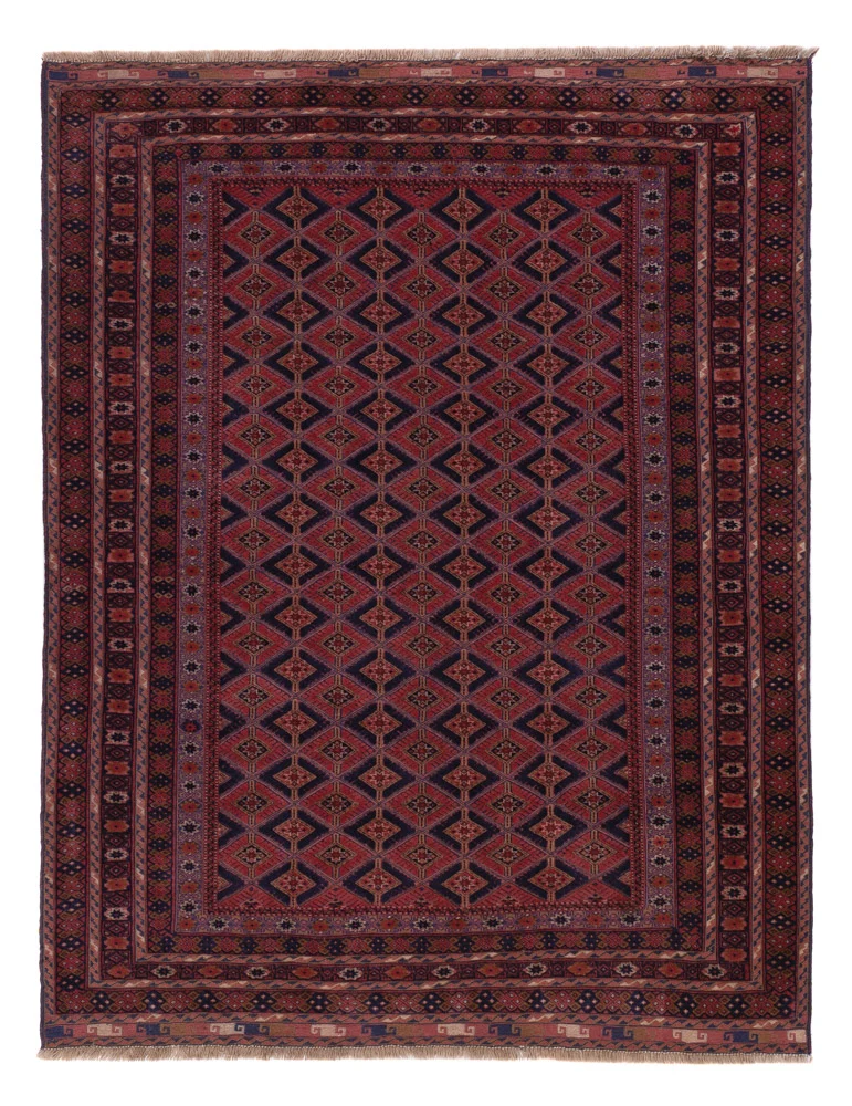 Kelimteppe - Orientalsk - 202 x 155 cm - mørk rød