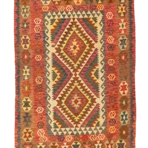 Kelimteppe - Orientalsk - 203 x 148 cm - oransje