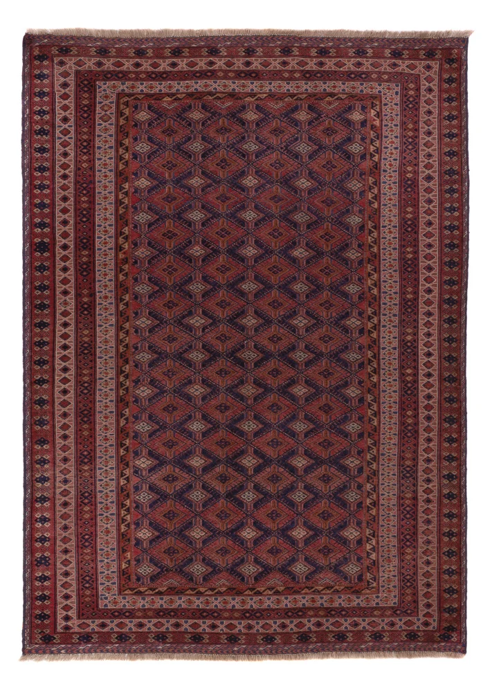 Kelimteppe - Orientalsk - 206 x 145 cm - mørk rød