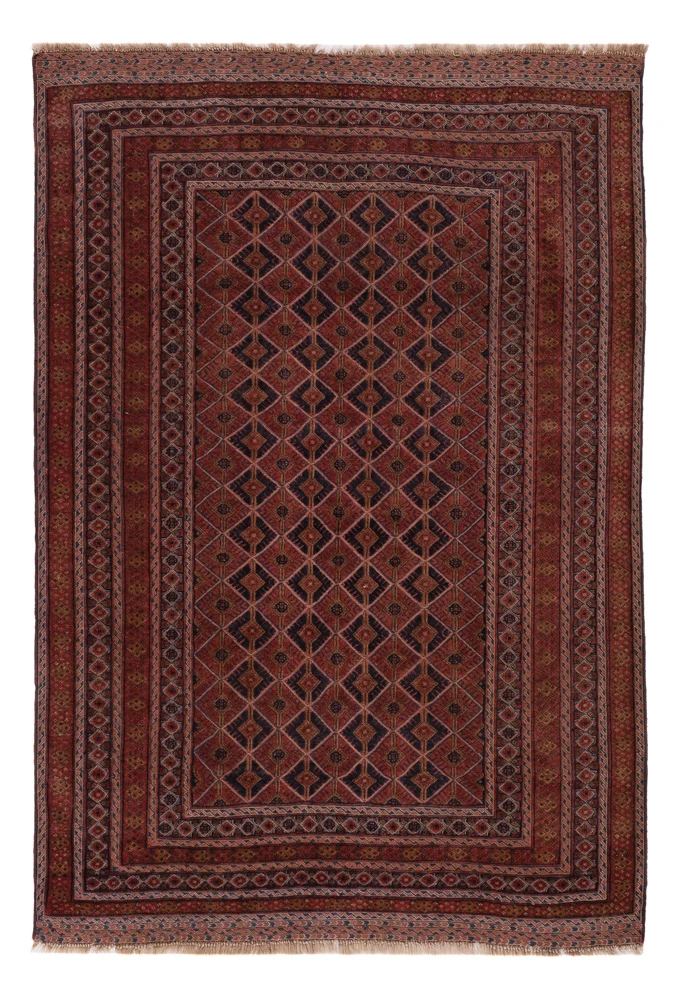 Kelimteppe - Orientalsk - 207 x 140 cm - mørk rød