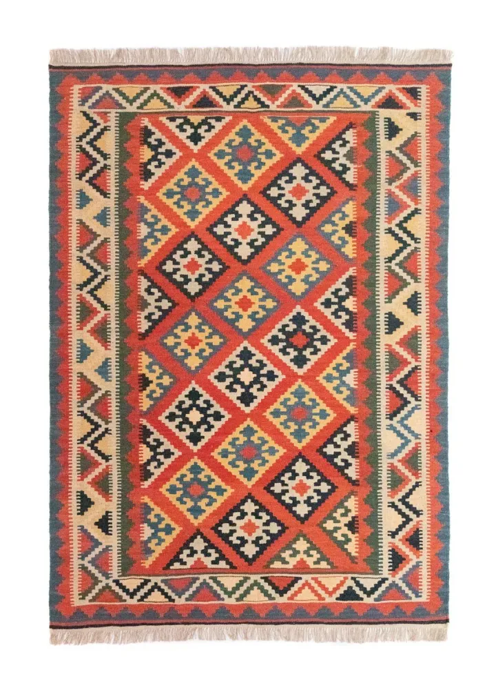 Kelimteppe - Orientalsk - 212 x 148 cm - oransje