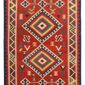 Kelimteppe - Orientalsk - 217 x 160 cm - mørk rød