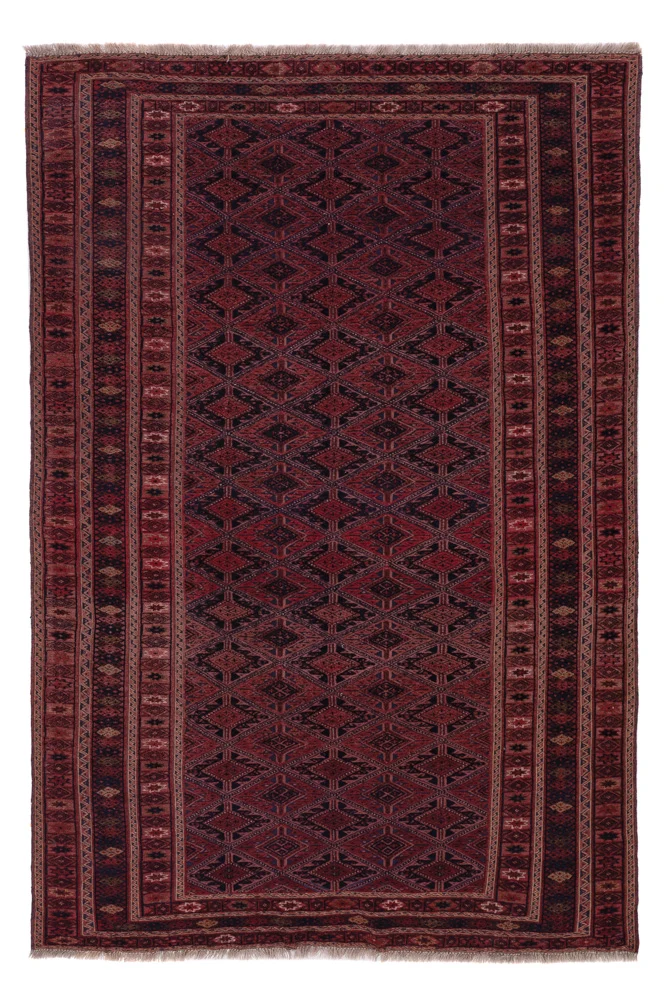Kelimteppe - Orientalsk - 221 x 146 cm - mørk rød