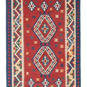 Kelimteppe - Orientalsk - 222 x 146 cm - mørk rød