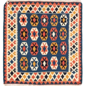 Kelimteppe - Orientalsk square - 103 x 100 cm - mørkeblå