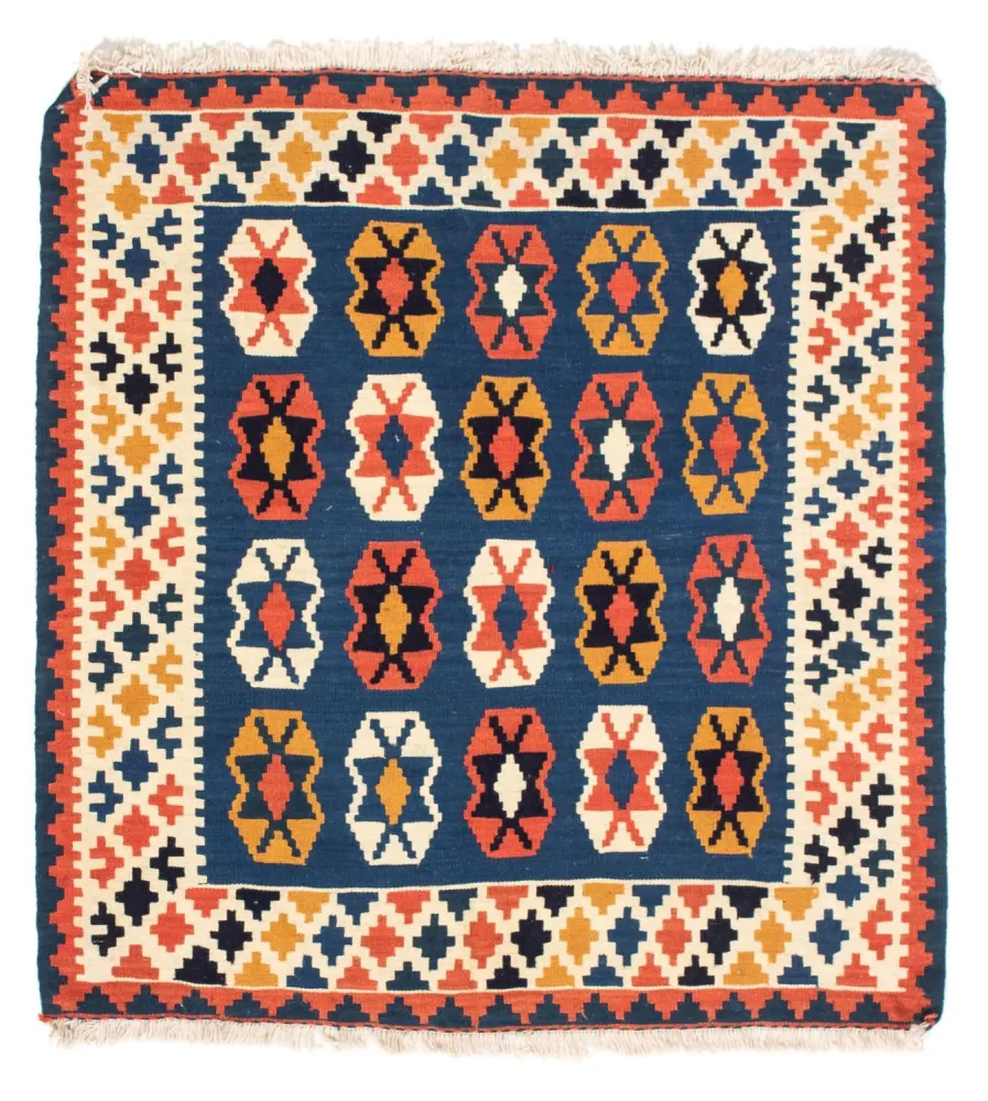 Kelimteppe - Orientalsk square - 103 x 100 cm - mørkeblå