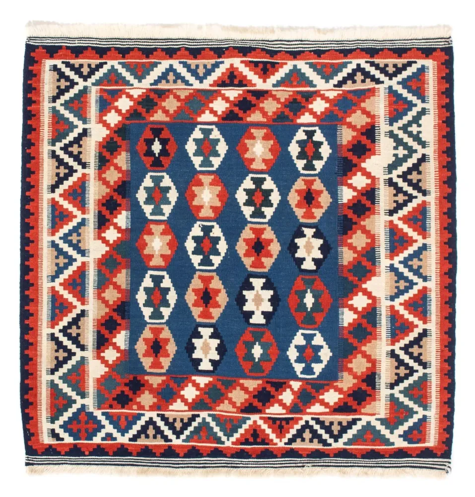 Kelimteppe - Orientalsk square - 103 x 100 cm - mørkeblå