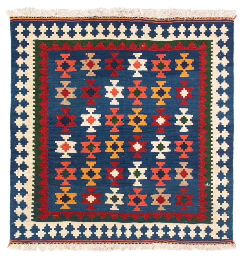 Kelimteppe - Orientalsk square - 103 x 100 cm - mørkeblå