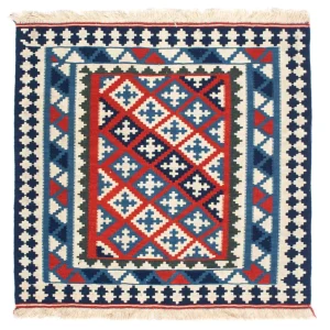 Kelimteppe - Orientalsk square - 103 x 100 cm - mørkeblå