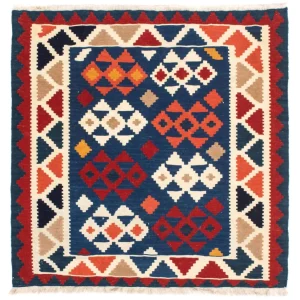 Kelimteppe - Orientalsk square - 103 x 100 cm - mørkeblå