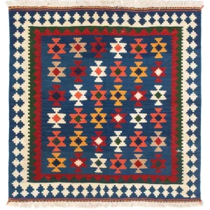 Kelimteppe - Orientalsk square - 103 x 100 cm - mørkeblå