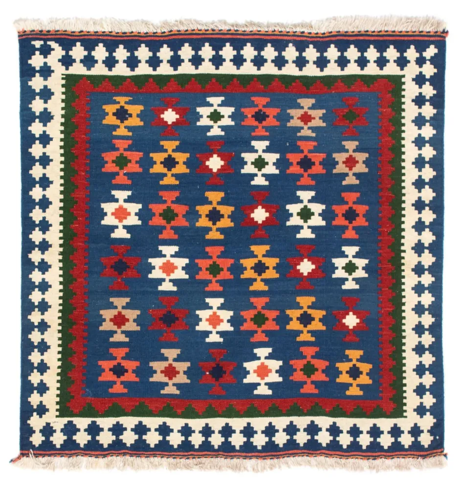 Kelimteppe - Orientalsk square - 104 x 100 cm - mørkeblå