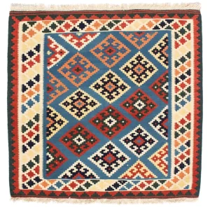 Kelimteppe - Orientalsk square - 104 x 100 cm - mørkeblå