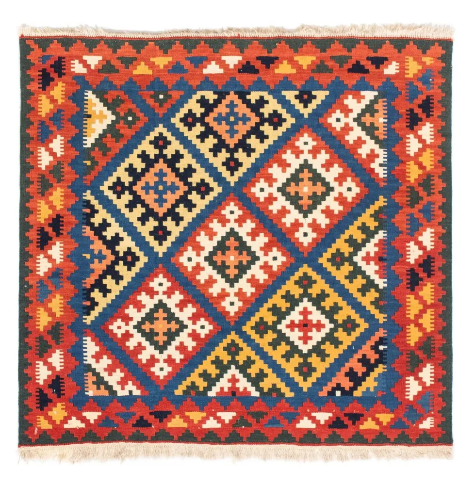 Kelimteppe - Orientalsk square - 104 x 100 cm - mørkeblå