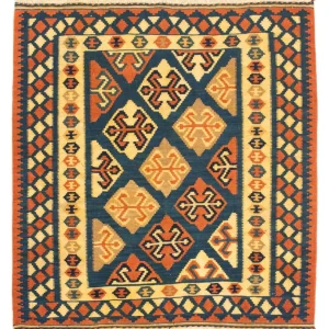 Kelimteppe - Orientalsk square - 104 x 100 cm - mørkeblå
