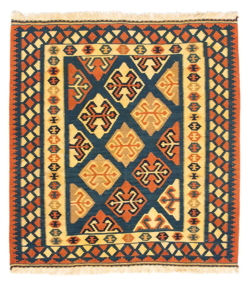 Kelimteppe - Orientalsk square - 104 x 100 cm - mørkeblå