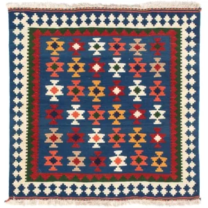 Kelimteppe - Orientalsk square - 104 x 100 cm - mørkeblå