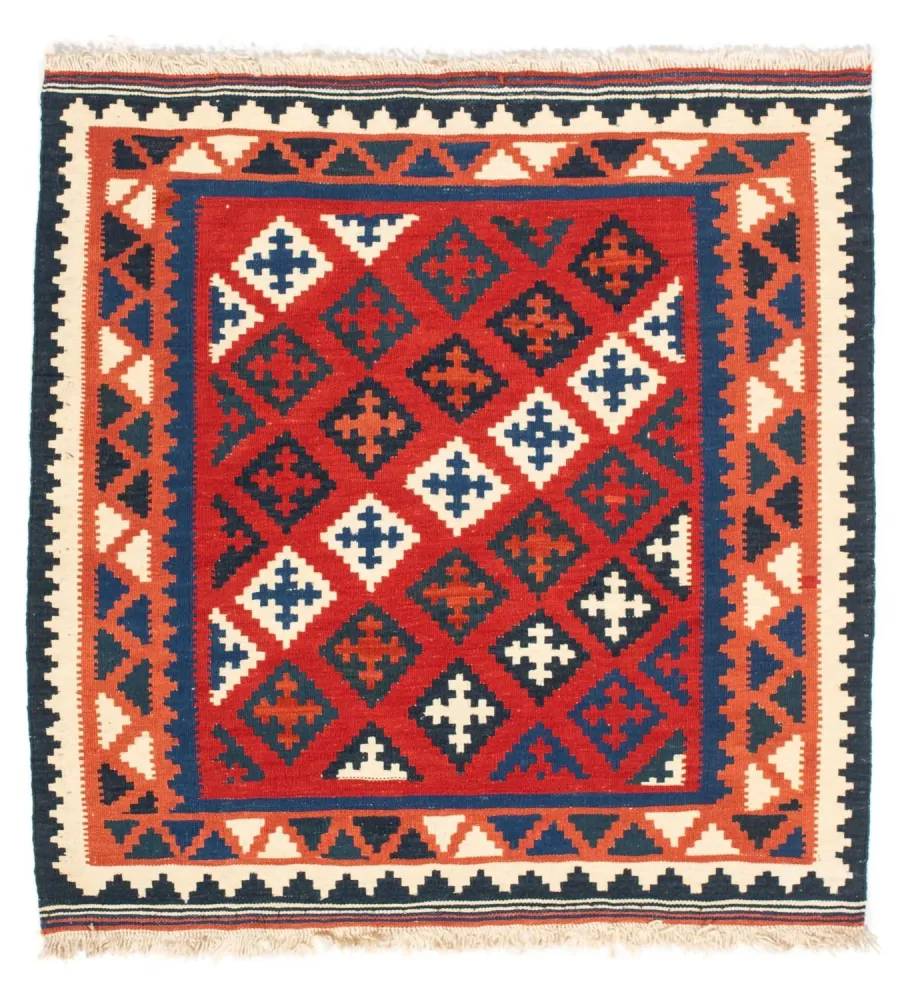 Kelimteppe - Orientalsk square - 104 x 102 cm - mørk rød