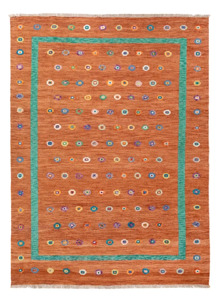 Kelimteppe - Splash - 290 x 207 cm - oransje
