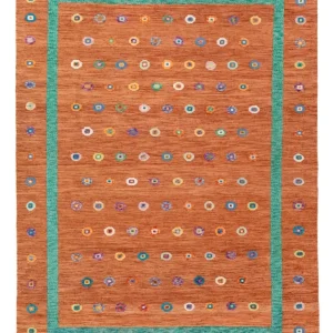 Kelimteppe - Splash - 290 x 207 cm - oransje