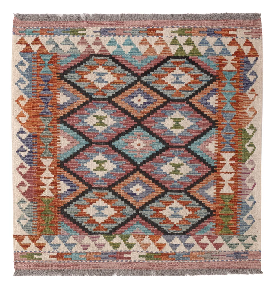 Kelimteppe - Splash square - 102 x 101 cm - flerfarget
