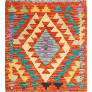 Kelimteppe - Splash square - 52 x 50 cm - flerfarget
