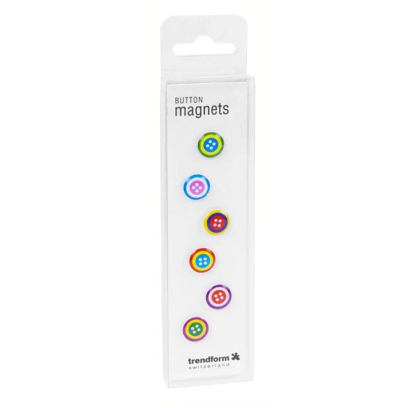 Knapp magneter, 6-pakk - kjøleskapsmagneter