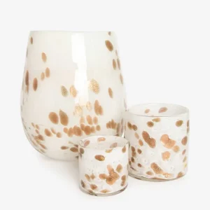 LAMA INTERIØR Vase glass hvit/gull