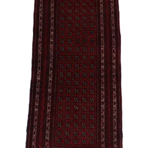 Løper Afghansk teppe - 196 x 79 cm - mørk rød