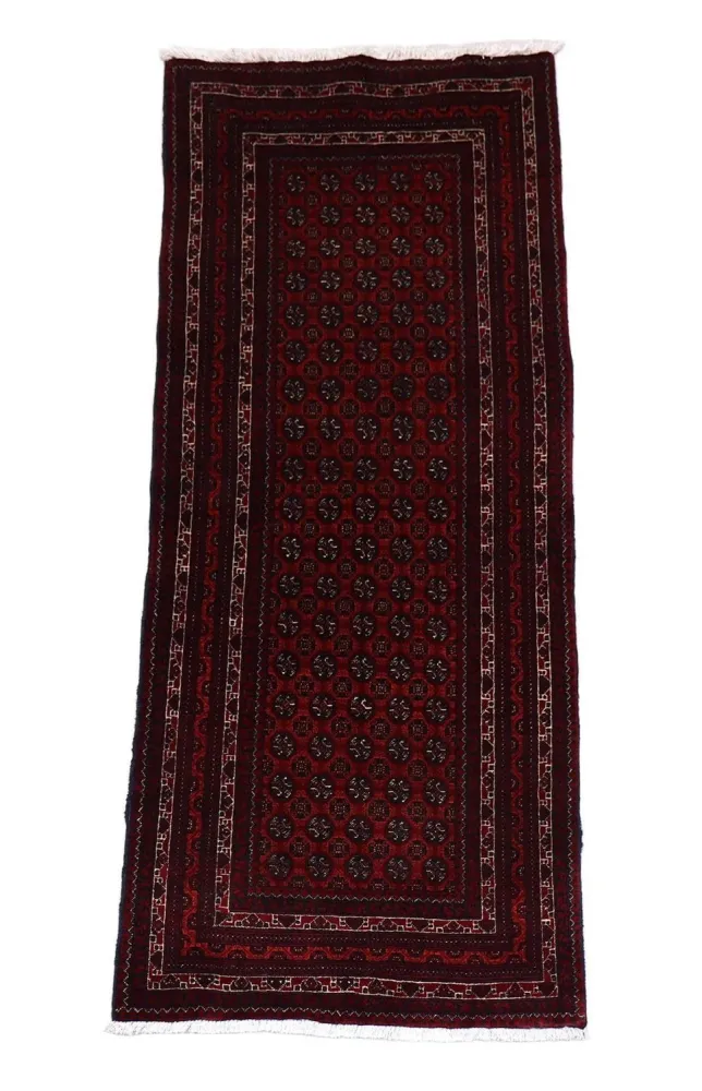 Løper Afghansk teppe - 196 x 79 cm - mørk rød
