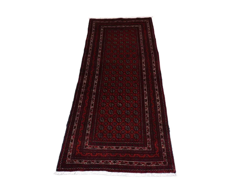 Løper Afghansk teppe - 196 x 79 cm - mørk rød