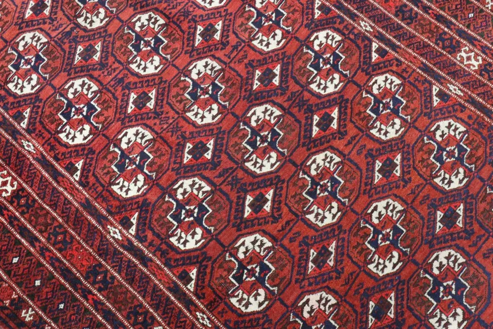 Løper Afghansk teppe - 229 x 123 cm - mørk rød