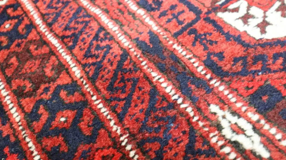Løper Afghansk teppe - 229 x 123 cm - mørk rød