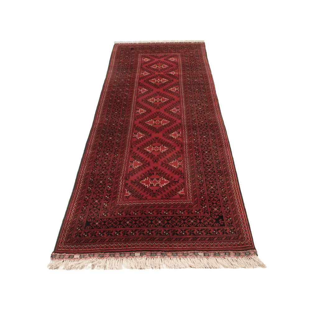 Løper Afghansk teppe - 283 x 82 cm - rød