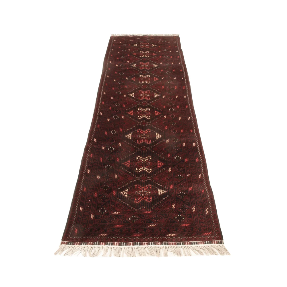 Løper Afghansk teppe - 293 x 78 cm - rød