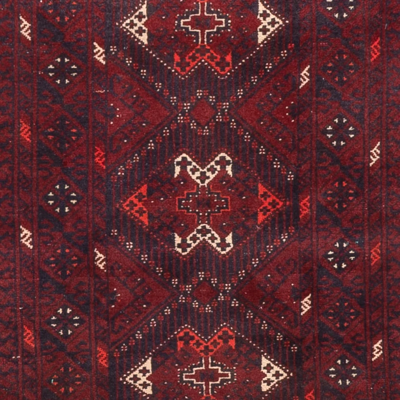 Løper Afghansk teppe - 300 x 79 cm - rød