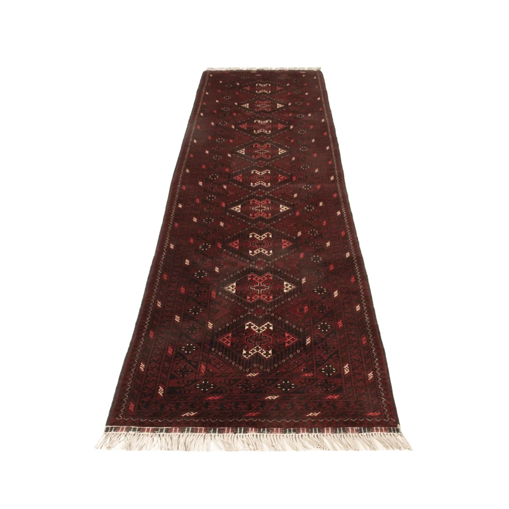Løper Afghansk teppe - 300 x 79 cm - rød