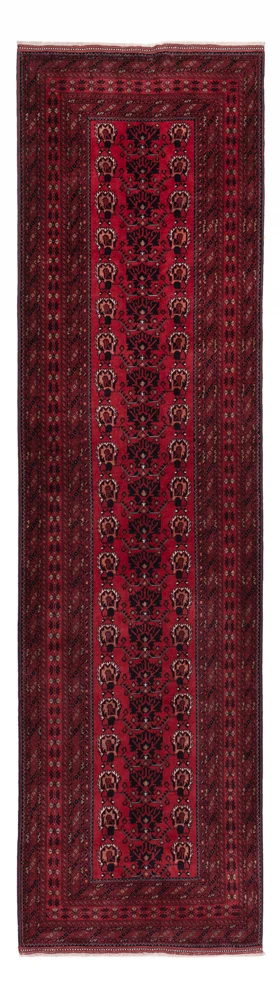 Løper Afghansk teppe - 300 x 82 cm - mørk rød